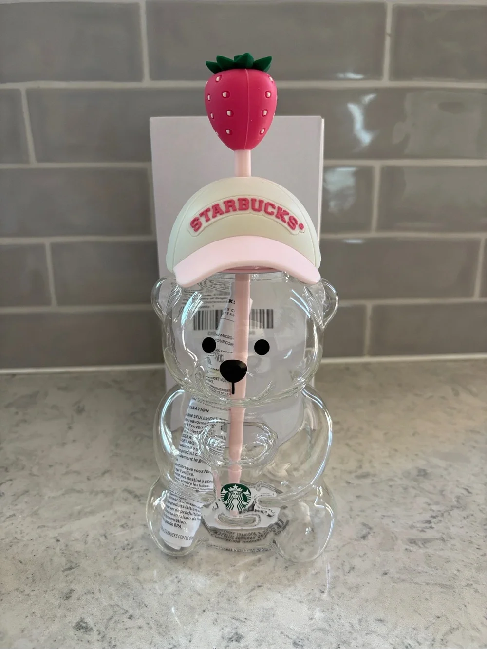 2026 New Starbucks Bearista Bear Cup pink Drink Strawberry Topper Baseball cap - Picture 1 of 9